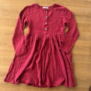 Gorlya Girls 11-12 Y Red Pink Linen Blend Long Sleeve Button Up Casual Dress